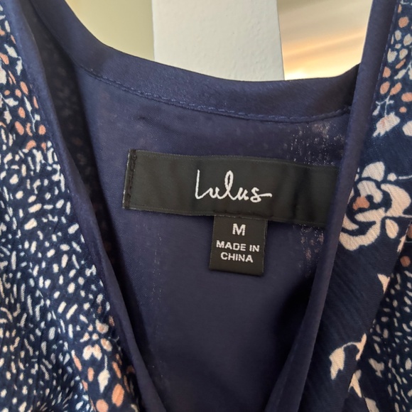 Lulus Navy Blue Floral Quilt Print Maxi Dress - Size M - Picture 4 of 7